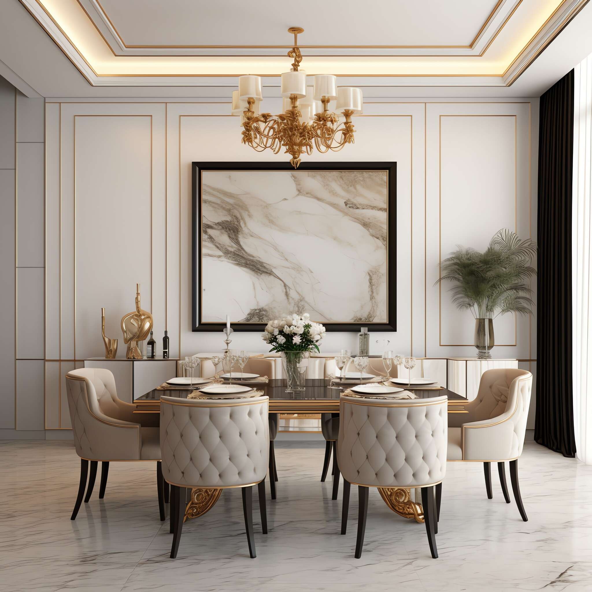 简欧餐厅Midjourney灵感图库-_设计智库－全球设计案例智能库_OJBKAI.COM-全球设计案例智能库_OJBKAI.COM设计智库