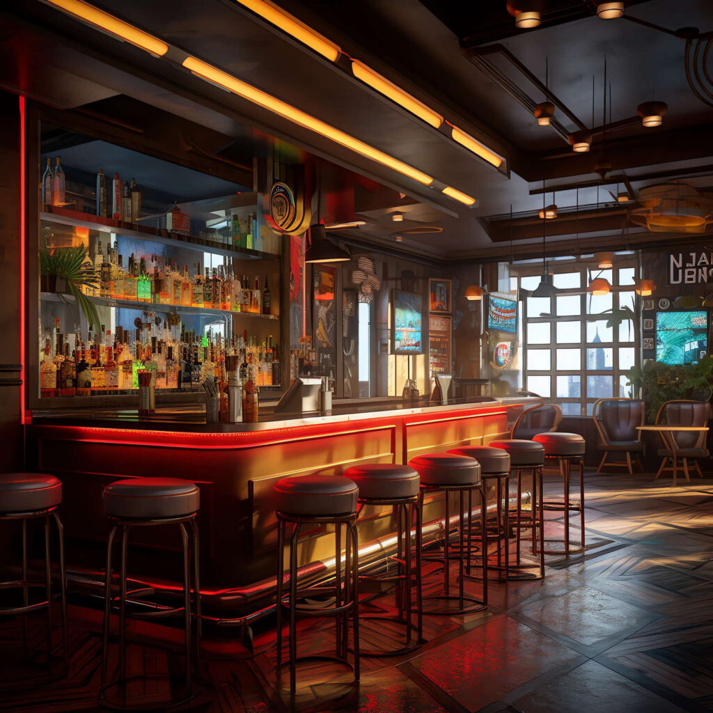 图片[2]-全球设计案例智能库_OJBKAI.COM赛博朋克风霓虹灯设计酒吧吧台区_Midjourney灵感图库-_设计智库－全球设计案例智能库_OJBKAI.COM-全球设计案例智能库_OJBKAI.COM设计智库