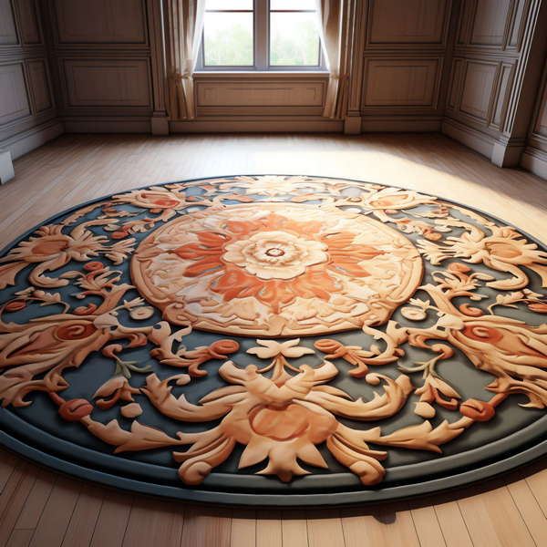 复古圆形地毯Midjourney灵感图库-_设计智库－全球设计案例智能库_OJBKAI.COM-全球设计案例智能库_OJBKAI.COM设计智库