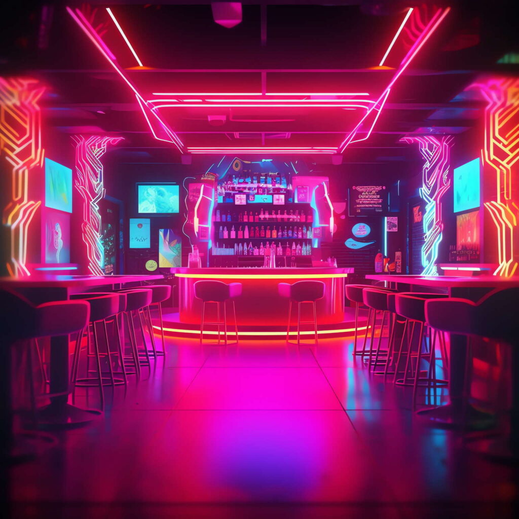 图片[56]-全球设计案例智能库_OJBKAI.COM赛博朋克风霓虹灯设计酒吧吧台区_Midjourney灵感图库-_设计智库－全球设计案例智能库_OJBKAI.COM-全球设计案例智能库_OJBKAI.COM设计智库