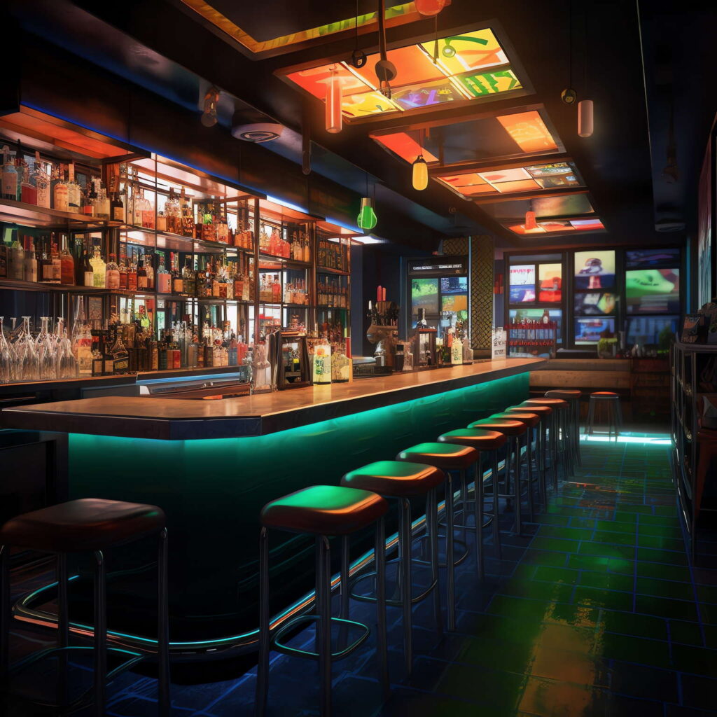 图片[21]-全球设计案例智能库_OJBKAI.COM赛博朋克风霓虹灯设计酒吧吧台区_Midjourney灵感图库-_设计智库－全球设计案例智能库_OJBKAI.COM-全球设计案例智能库_OJBKAI.COM设计智库