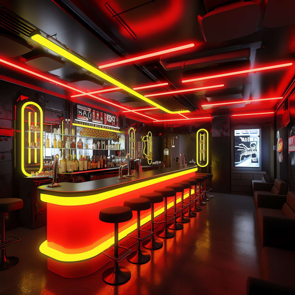图片[6]-全球设计案例智能库_OJBKAI.COM赛博朋克风霓虹灯设计酒吧吧台区_Midjourney灵感图库-_设计智库－全球设计案例智能库_OJBKAI.COM-全球设计案例智能库_OJBKAI.COM设计智库