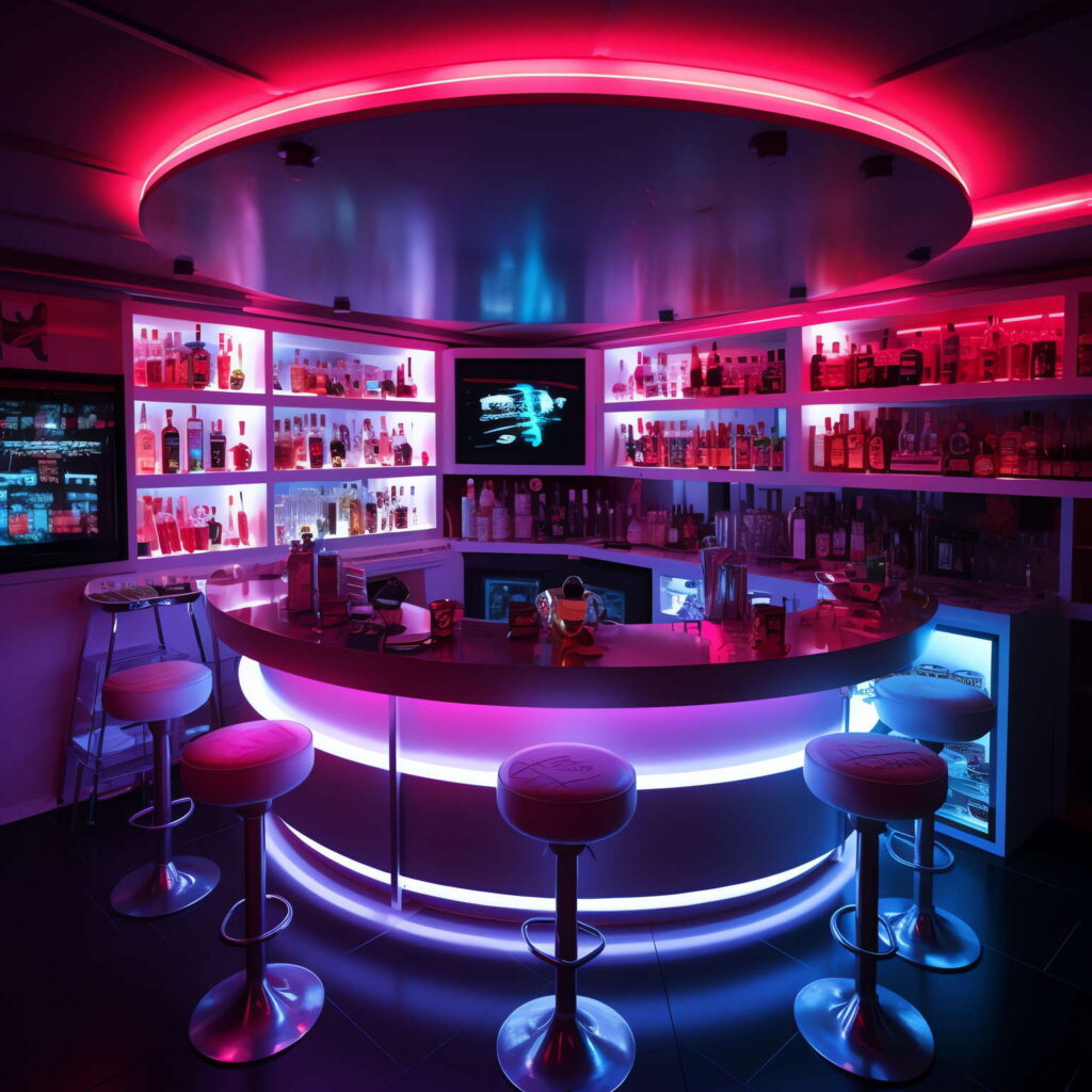 图片[54]-全球设计案例智能库_OJBKAI.COM赛博朋克风霓虹灯设计酒吧吧台区_Midjourney灵感图库-_设计智库－全球设计案例智能库_OJBKAI.COM-全球设计案例智能库_OJBKAI.COM设计智库