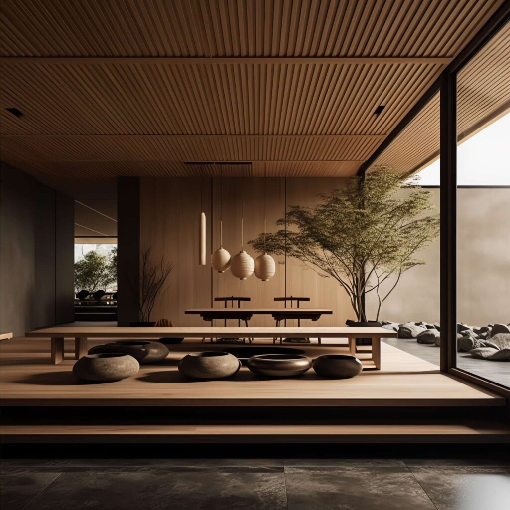 原木日式茶室Midjourney灵感图库-_设计智库－全球设计案例智能库_OJBKAI.COM-全球设计案例智能库_OJBKAI.COM设计智库