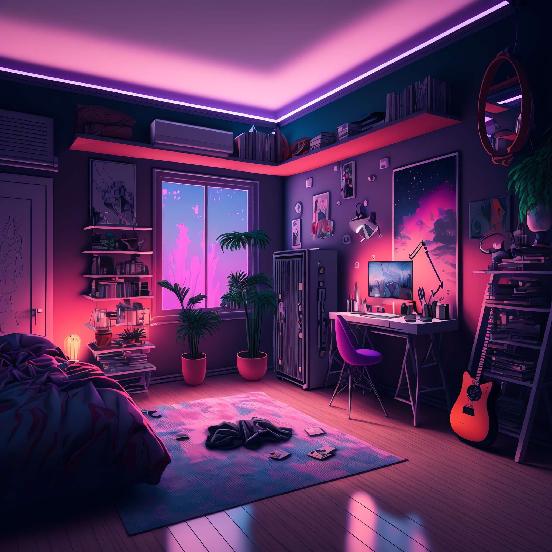 图片[81]-全球设计案例智能库_OJBKAI.COM赛博朋克风霓虹灯设计男孩房1_Midjourney灵感图库-_设计智库－全球设计案例智能库_OJBKAI.COM-全球设计案例智能库_OJBKAI.COM设计智库