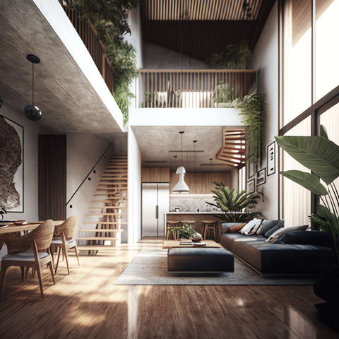 现代绿色客厅Midjourney灵感图库-_设计智库－全球设计案例智能库_OJBKAI.COM-全球设计案例智能库_OJBKAI.COM设计智库