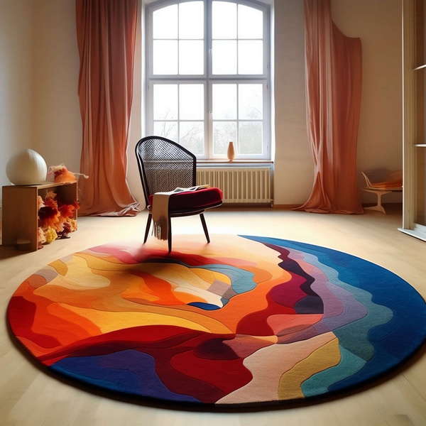 现代圆形地毯Midjourney灵感图库-_设计智库－全球设计案例智能库_OJBKAI.COM-全球设计案例智能库_OJBKAI.COM设计智库