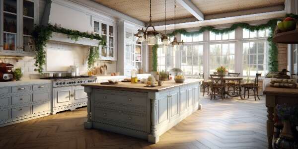 田园风格厨房_Midjourney灵感图库 105P-全球设计案例智能库_OJBKAI.COM设计智库