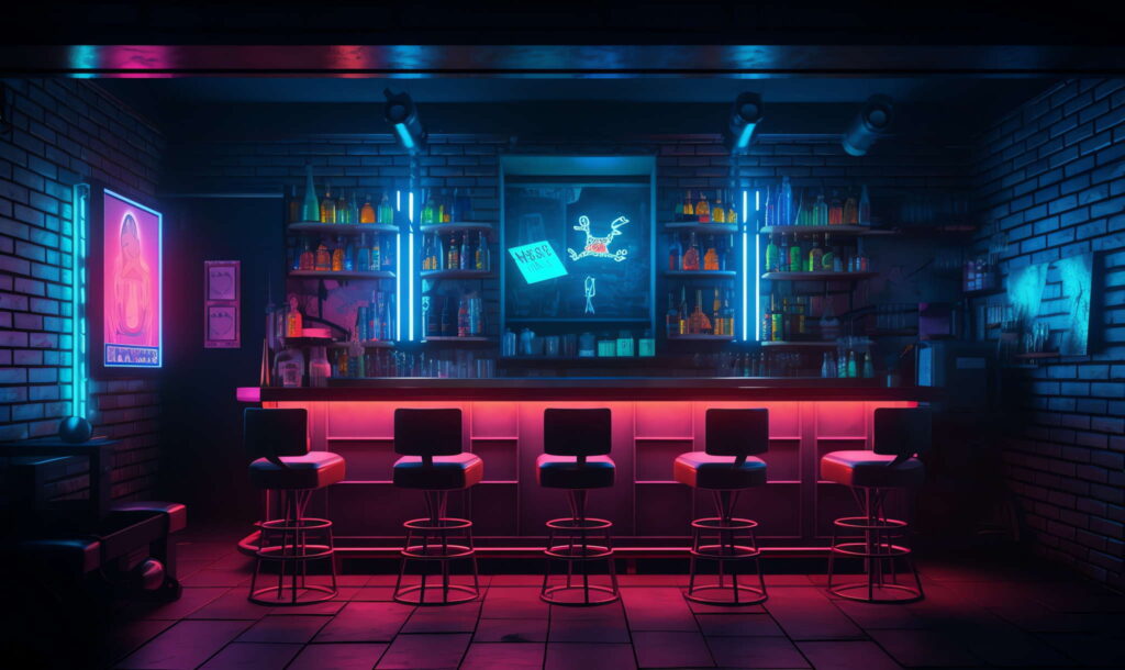 图片[63]-全球设计案例智能库_OJBKAI.COM赛博朋克风霓虹灯设计酒吧吧台区_Midjourney灵感图库-_设计智库－全球设计案例智能库_OJBKAI.COM-全球设计案例智能库_OJBKAI.COM设计智库