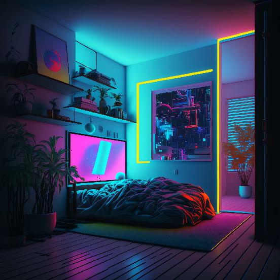 图片[31]-全球设计案例智能库_OJBKAI.COM赛博朋克风霓虹灯设计男孩房1_Midjourney灵感图库-_设计智库－全球设计案例智能库_OJBKAI.COM-全球设计案例智能库_OJBKAI.COM设计智库