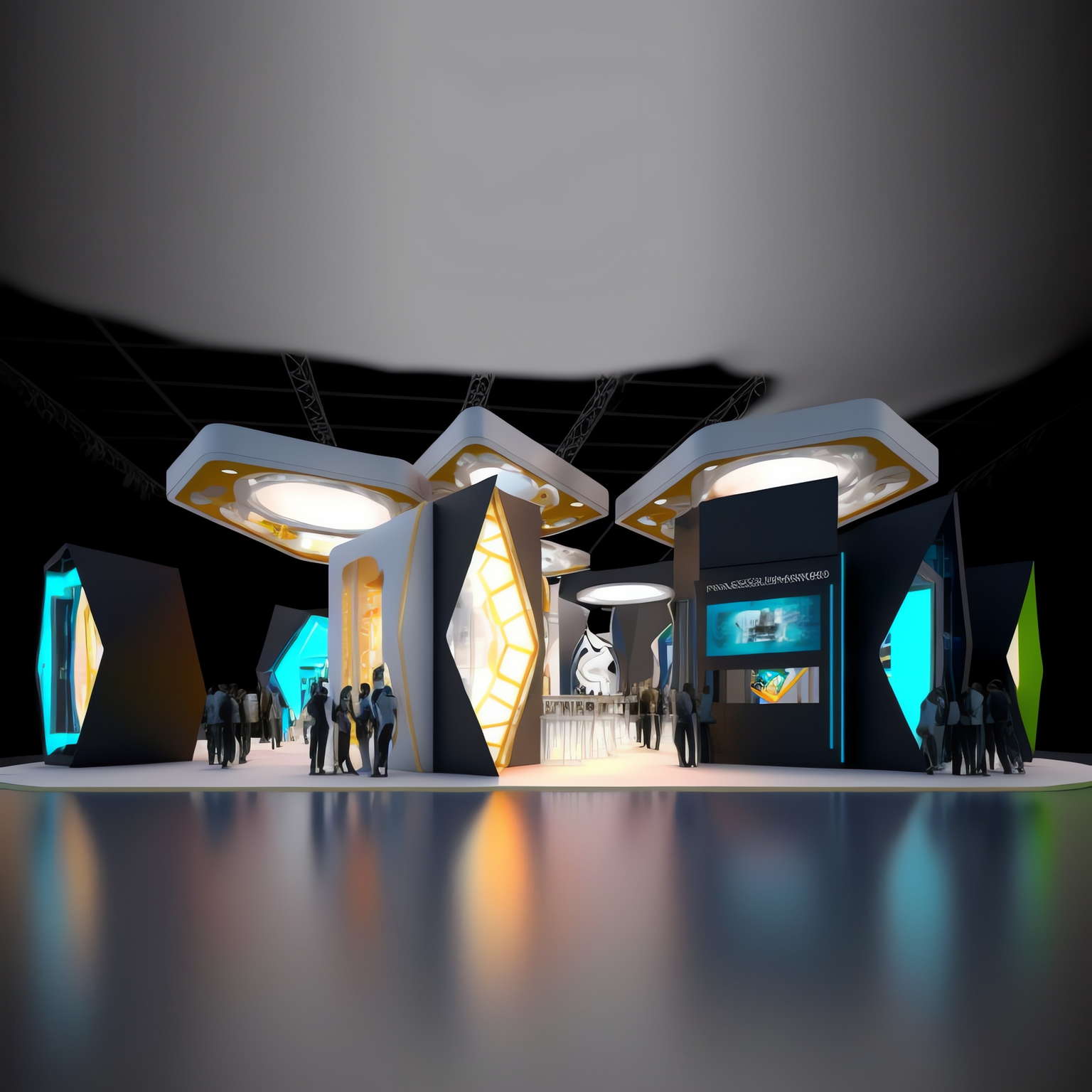 现代前卫展厅展位Midjourney灵感图库-_设计智库-全球设计案例智能库_OJBKAI.COM-全球设计案例智能库_OJBKAI.COM设计智库