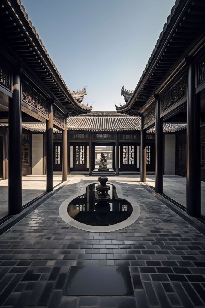 中式别墅庭院Midjourney灵感图库-_设计智库－全球设计案例智能库_OJBKAI.COM-全球设计案例智能库_OJBKAI.COM设计智库