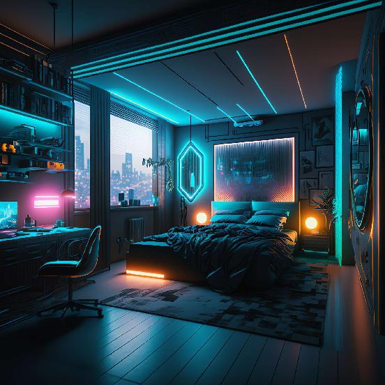 图片[4]-全球设计案例智能库_OJBKAI.COM赛博朋克风霓虹灯设计男孩房1_Midjourney灵感图库-_设计智库－全球设计案例智能库_OJBKAI.COM-全球设计案例智能库_OJBKAI.COM设计智库