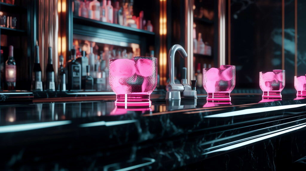 图片[106]-全球设计案例智能库_OJBKAI.COM赛博朋克风霓虹灯设计酒吧吧台区_Midjourney灵感图库-_设计智库－全球设计案例智能库_OJBKAI.COM-全球设计案例智能库_OJBKAI.COM设计智库