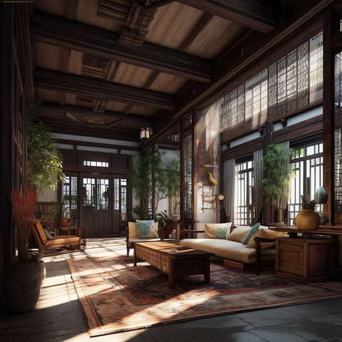 图片[2]-全球设计案例智能库_OJBKAI.COM住宅中式客厅Midjourney灵感图库-_设计智库－全球设计案例智能库_OJBKAI.COM-全球设计案例智能库_OJBKAI.COM设计智库