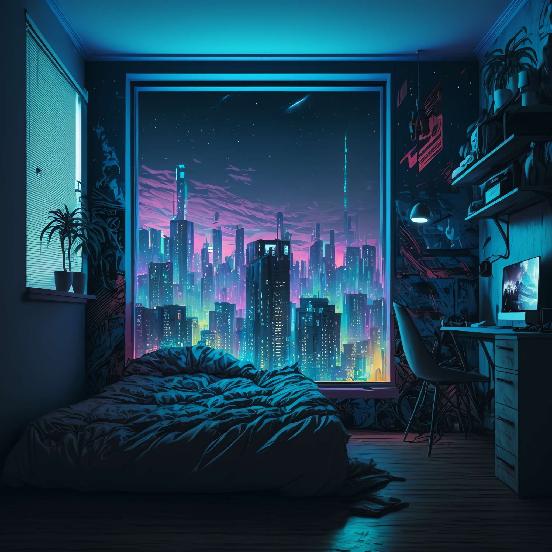 图片[49]-全球设计案例智能库_OJBKAI.COM赛博朋克风霓虹灯设计男孩房1_Midjourney灵感图库-_设计智库－全球设计案例智能库_OJBKAI.COM-全球设计案例智能库_OJBKAI.COM设计智库