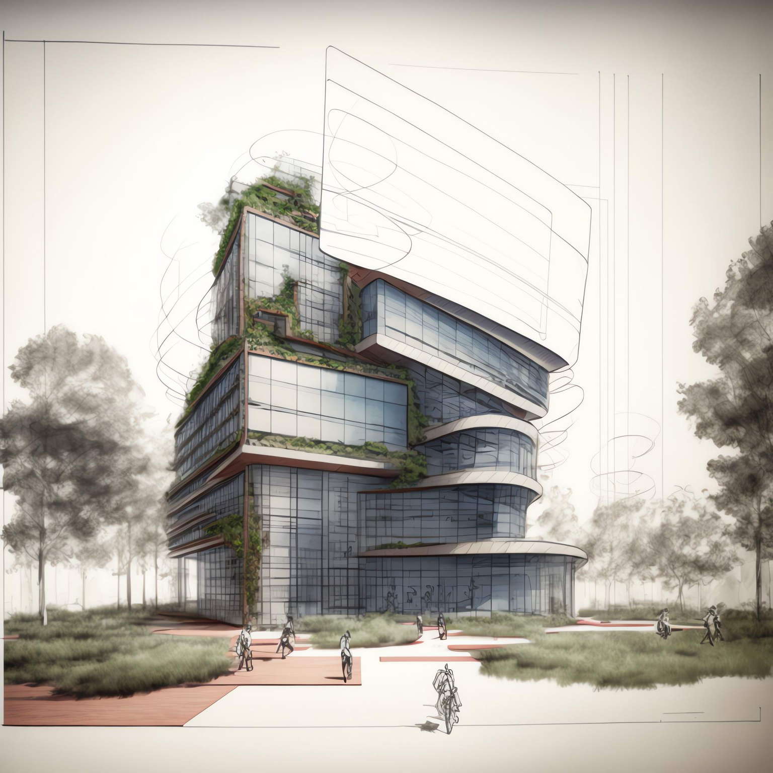 室外设计手绘图Midjourney灵感图库-名师联智库－全球设计案例智能库名师联素材平台-全球设计案例智能库_OJBKAI.COM设计智库