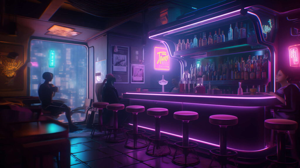 图片[49]-全球设计案例智能库_OJBKAI.COM赛博朋克风霓虹灯设计酒吧吧台区_Midjourney灵感图库-_设计智库－全球设计案例智能库_OJBKAI.COM-全球设计案例智能库_OJBKAI.COM设计智库