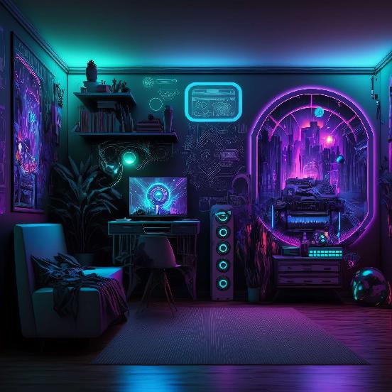 图片[6]-全球设计案例智能库_OJBKAI.COM赛博朋克风霓虹灯设计男孩房1_Midjourney灵感图库-_设计智库－全球设计案例智能库_OJBKAI.COM-全球设计案例智能库_OJBKAI.COM设计智库
