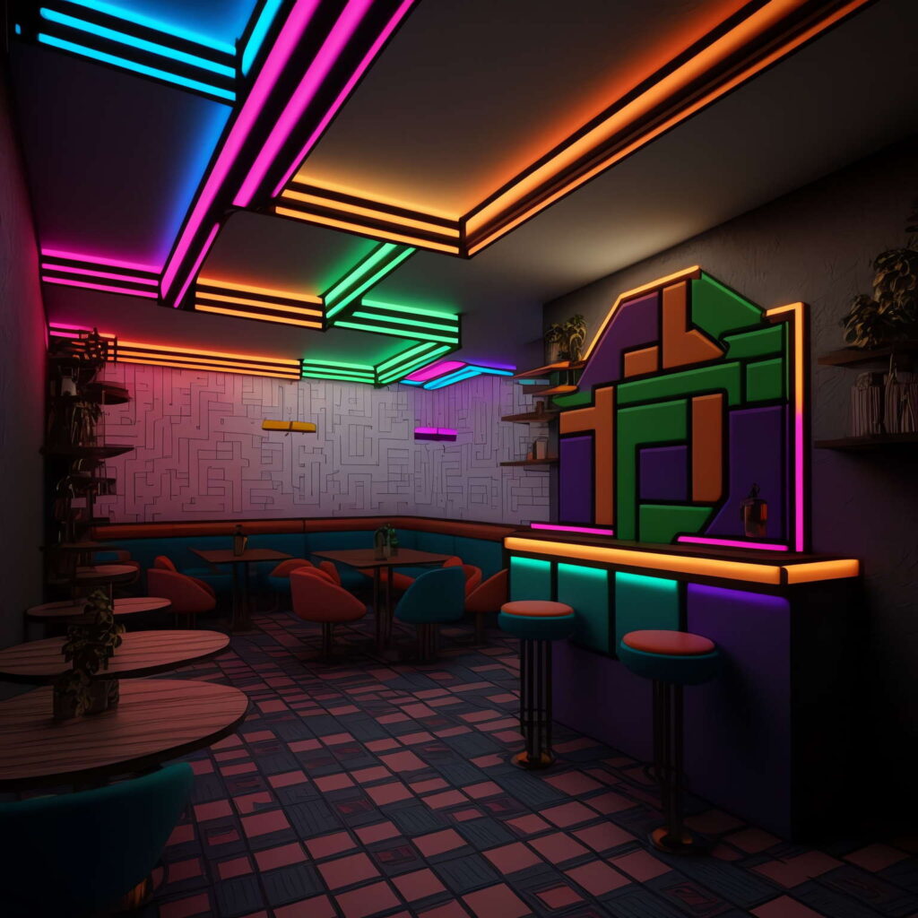 图片[44]-全球设计案例智能库_OJBKAI.COM赛博朋克风霓虹灯设计酒吧_Midjourney灵感图库-_设计智库－全球设计案例智能库_OJBKAI.COM-全球设计案例智能库_OJBKAI.COM设计智库