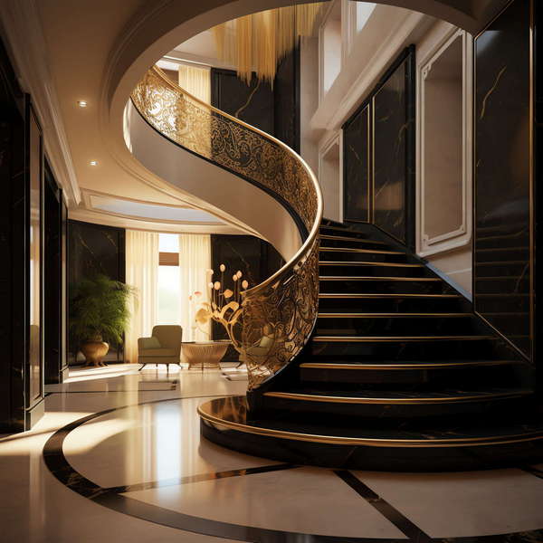 别墅庄园新古典楼梯Midjourney灵感图库-_设计智库－全球设计案例智能库_OJBKAI.COM-全球设计案例智能库_OJBKAI.COM设计智库