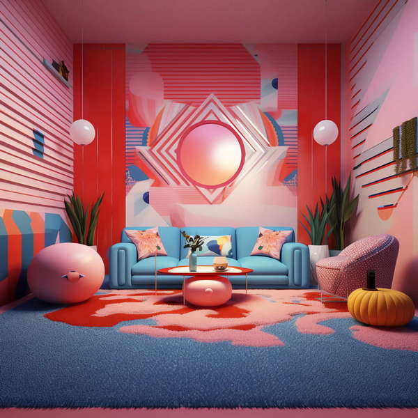 时尚色彩碰撞家居搭配Midjourney灵感图库-_设计智库－全球设计案例智能库_OJBKAI.COM-全球设计案例智能库_OJBKAI.COM设计智库