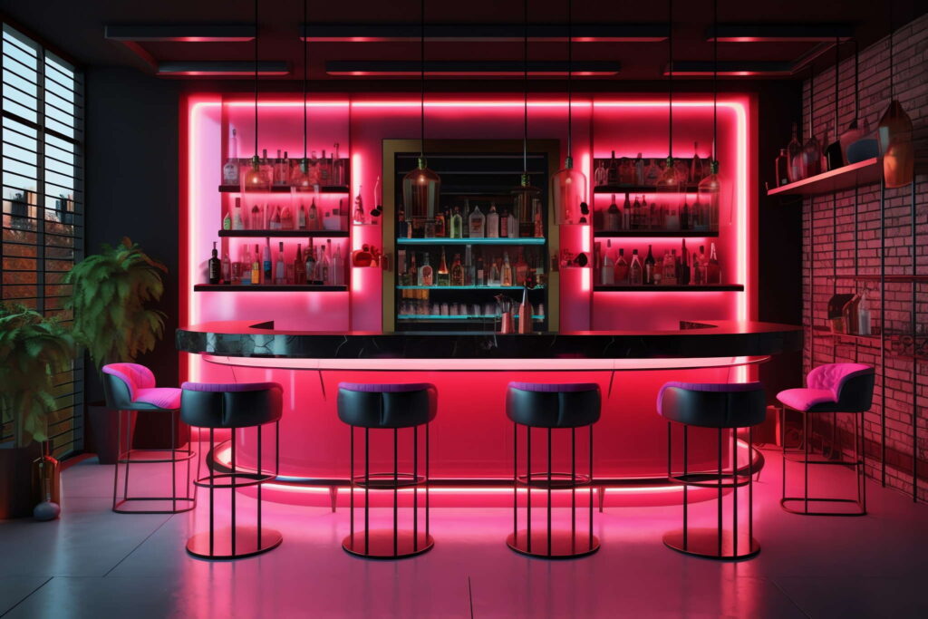 图片[9]-全球设计案例智能库_OJBKAI.COM赛博朋克风霓虹灯设计酒吧吧台区_Midjourney灵感图库-_设计智库－全球设计案例智能库_OJBKAI.COM-全球设计案例智能库_OJBKAI.COM设计智库