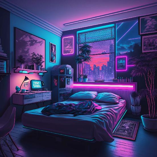 图片[63]-全球设计案例智能库_OJBKAI.COM赛博朋克风霓虹灯设计男孩房1_Midjourney灵感图库-_设计智库－全球设计案例智能库_OJBKAI.COM-全球设计案例智能库_OJBKAI.COM设计智库