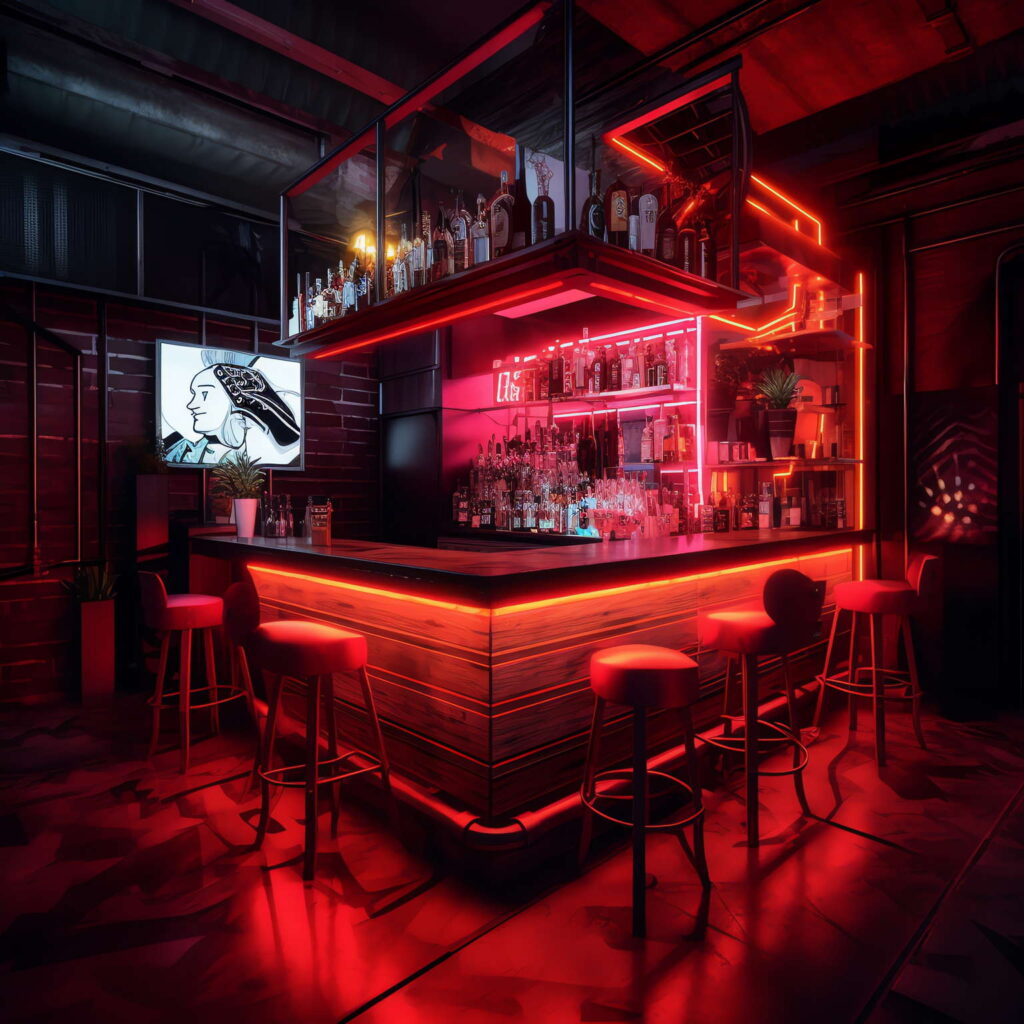 图片[70]-全球设计案例智能库_OJBKAI.COM赛博朋克风霓虹灯设计酒吧吧台区_Midjourney灵感图库-_设计智库－全球设计案例智能库_OJBKAI.COM-全球设计案例智能库_OJBKAI.COM设计智库