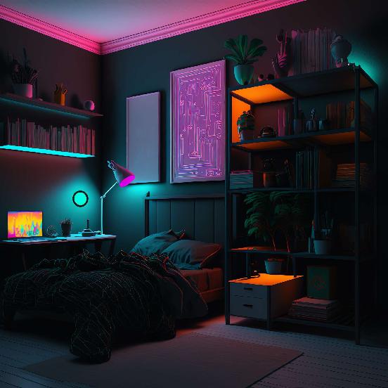 图片[24]-全球设计案例智能库_OJBKAI.COM赛博朋克风霓虹灯设计男孩房1_Midjourney灵感图库-_设计智库－全球设计案例智能库_OJBKAI.COM-全球设计案例智能库_OJBKAI.COM设计智库