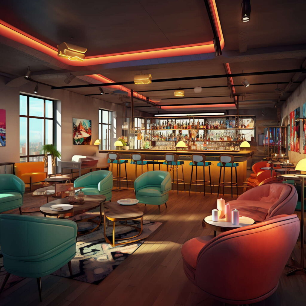 图片[103]-全球设计案例智能库_OJBKAI.COM赛博朋克风霓虹灯设计酒吧吧台区_Midjourney灵感图库-_设计智库－全球设计案例智能库_OJBKAI.COM-全球设计案例智能库_OJBKAI.COM设计智库