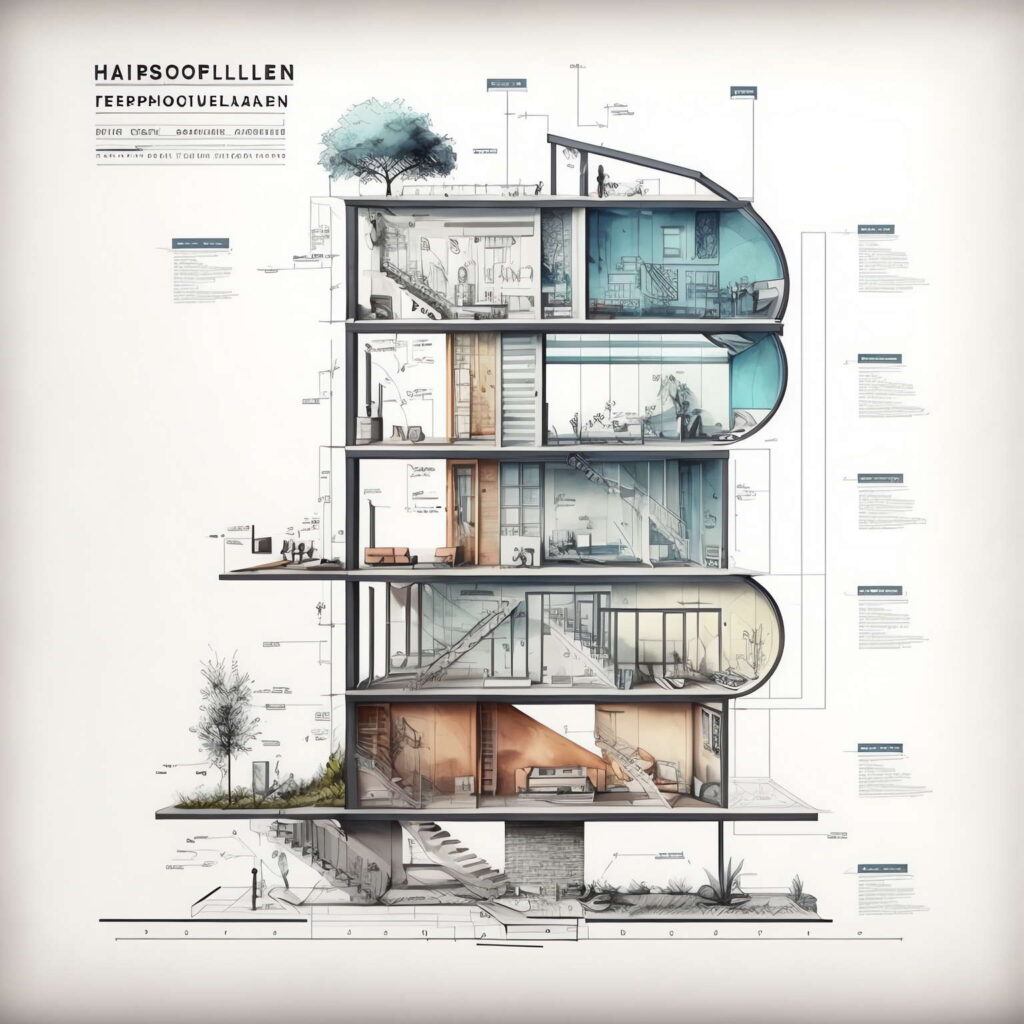 图片[26]-全球设计案例智能库_OJBKAI.COM建筑剖面图Midjourney灵感图库-名师联智库－全球设计案例智能库名师联素材平台-全球设计案例智能库_OJBKAI.COM设计智库
