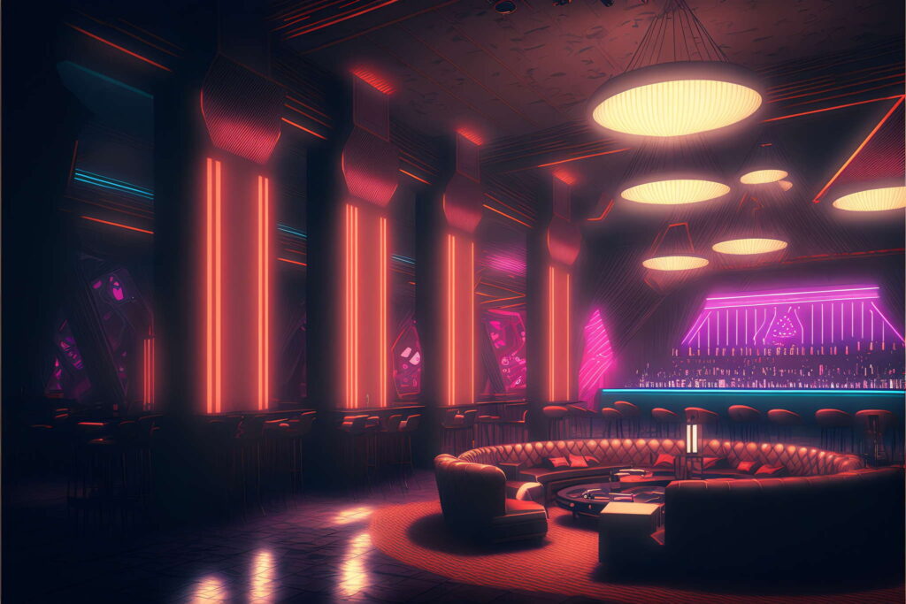 图片[35]-全球设计案例智能库_OJBKAI.COM赛博朋克风霓虹灯设计酒吧_Midjourney灵感图库-_设计智库－全球设计案例智能库_OJBKAI.COM-全球设计案例智能库_OJBKAI.COM设计智库