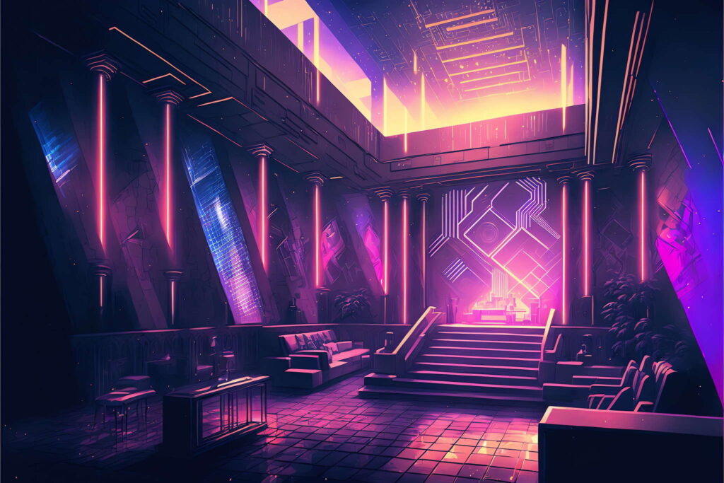 图片[9]-全球设计案例智能库_OJBKAI.COM赛博朋克风霓虹灯设计夜总会Midjourney灵感图库-_设计智库－全球设计案例智能库_OJBKAI.COM-全球设计案例智能库_OJBKAI.COM设计智库