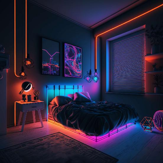 图片[27]-全球设计案例智能库_OJBKAI.COM赛博朋克风霓虹灯设计男孩房1_Midjourney灵感图库-_设计智库－全球设计案例智能库_OJBKAI.COM-全球设计案例智能库_OJBKAI.COM设计智库