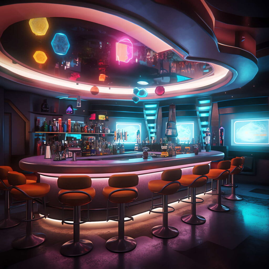 图片[102]-全球设计案例智能库_OJBKAI.COM赛博朋克风霓虹灯设计酒吧吧台区_Midjourney灵感图库-_设计智库－全球设计案例智能库_OJBKAI.COM-全球设计案例智能库_OJBKAI.COM设计智库