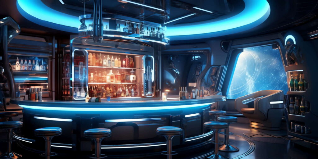 图片[5]-全球设计案例智能库_OJBKAI.COM赛博朋克风霓虹灯设计酒吧吧台区_Midjourney灵感图库-_设计智库－全球设计案例智能库_OJBKAI.COM-全球设计案例智能库_OJBKAI.COM设计智库