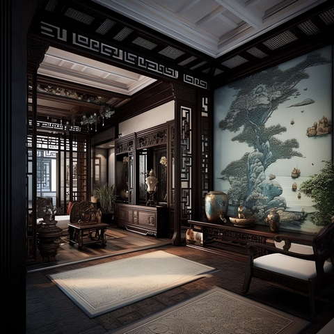 图片[5]-全球设计案例智能库_OJBKAI.COM住宅中式客厅Midjourney灵感图库-_设计智库－全球设计案例智能库_OJBKAI.COM-全球设计案例智能库_OJBKAI.COM设计智库