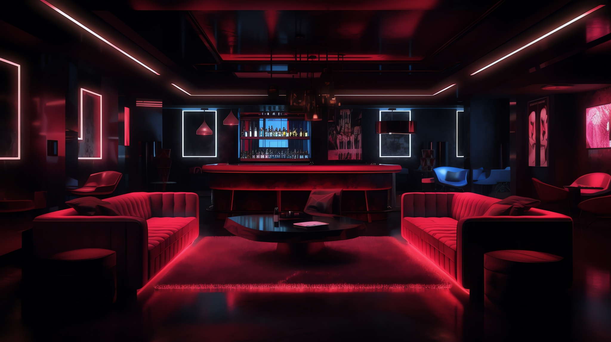 赛博朋克风霓虹灯设计KTV酒吧_Midjourney灵感图库-_设计智库-全球设计案例智能库_OJBKAI.COM-全球设计案例智能库_OJBKAI.COM设计智库