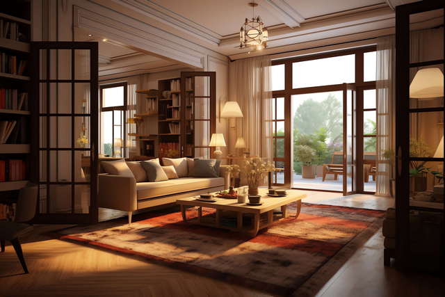 美式风格客厅Midjourney灵感图库-_设计智库－全球设计案例智能库_OJBKAI.COM-全球设计案例智能库_OJBKAI.COM设计智库