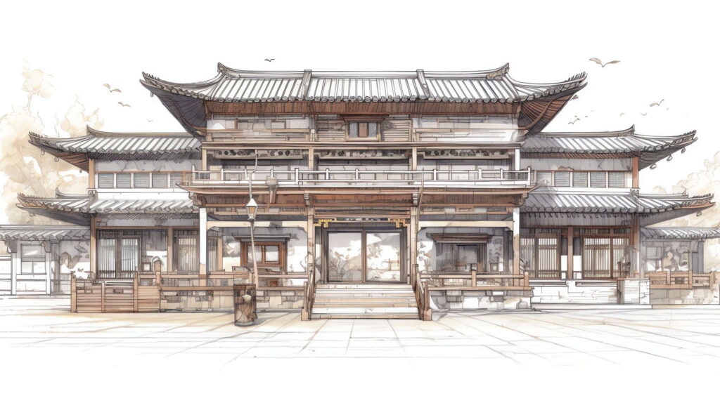 图片[25]-全球设计案例智能库_OJBKAI.COM中式古建筑草图Midjourney灵感图库-名师联智库－全球设计案例智能库名师联素材平台-全球设计案例智能库_OJBKAI.COM设计智库