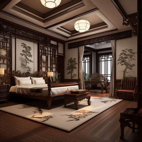 古典中式卧室Midjourney灵感图库-_设计智库－全球设计案例智能库_OJBKAI.COM-全球设计案例智能库_OJBKAI.COM设计智库