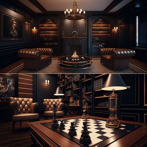 图片[35]-全球设计案例智能库_OJBKAI.COM复古娱乐室，棋牌室Midjourney灵感图库-_设计智库－全球设计案例智能库_OJBKAI.COM-全球设计案例智能库_OJBKAI.COM设计智库