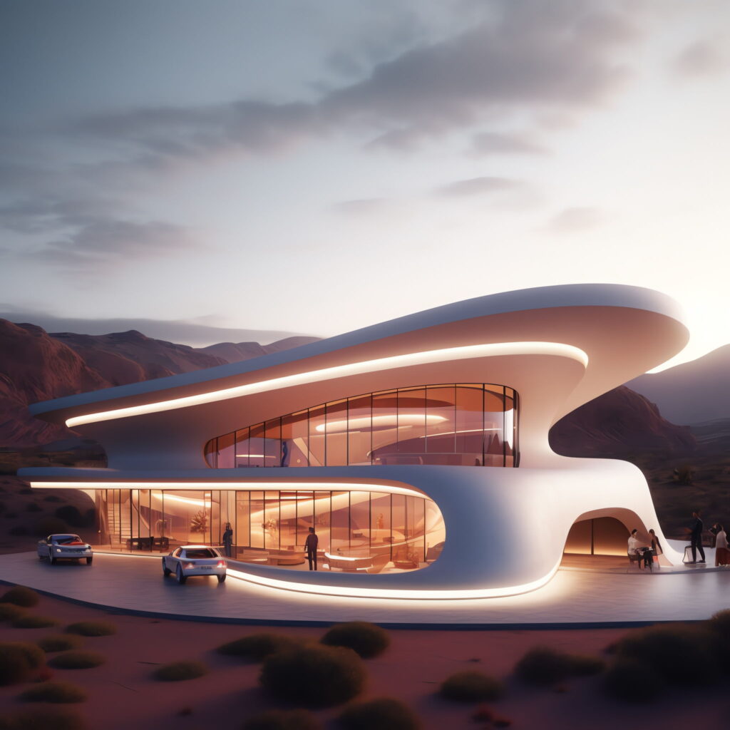 别墅建筑外观未来科技感Midjourney灵感图库-_设计智库－全球设计案例智能库_OJBKAI.COM-全球设计案例智能库_OJBKAI.COM设计智库