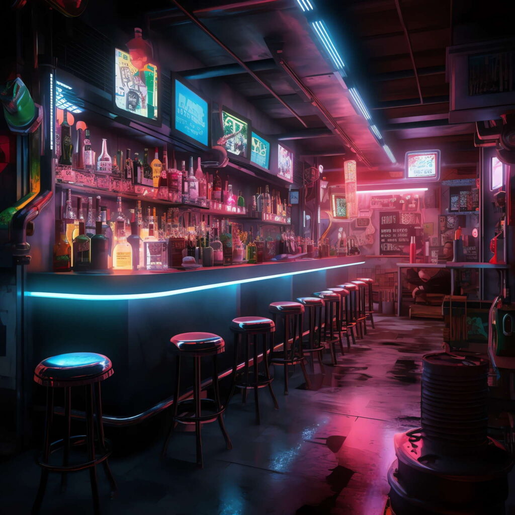 图片[23]-全球设计案例智能库_OJBKAI.COM赛博朋克风霓虹灯设计酒吧吧台区_Midjourney灵感图库-_设计智库－全球设计案例智能库_OJBKAI.COM-全球设计案例智能库_OJBKAI.COM设计智库