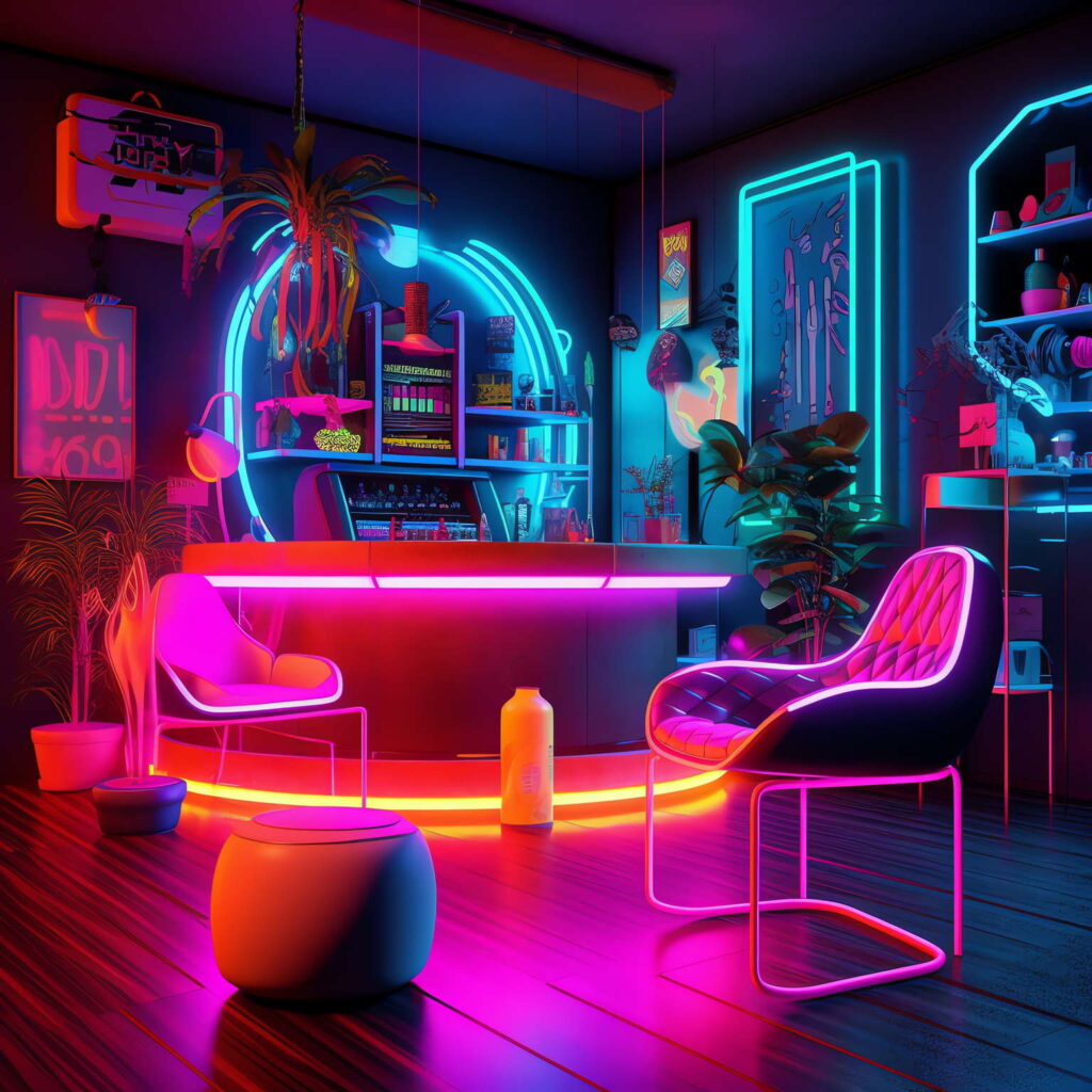 图片[29]-全球设计案例智能库_OJBKAI.COM赛博朋克风霓虹灯设计酒吧吧台区_Midjourney灵感图库-_设计智库－全球设计案例智能库_OJBKAI.COM-全球设计案例智能库_OJBKAI.COM设计智库