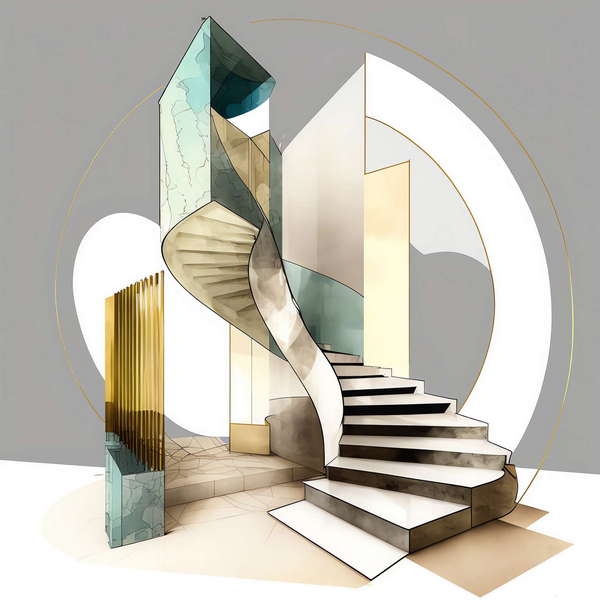 前卫艺术旋转楼梯-1_Midjourney灵感图库-设计智库－全球设计案例智能库_OJBKAI.COM-全球设计案例智能库_OJBKAI.COM设计智库
