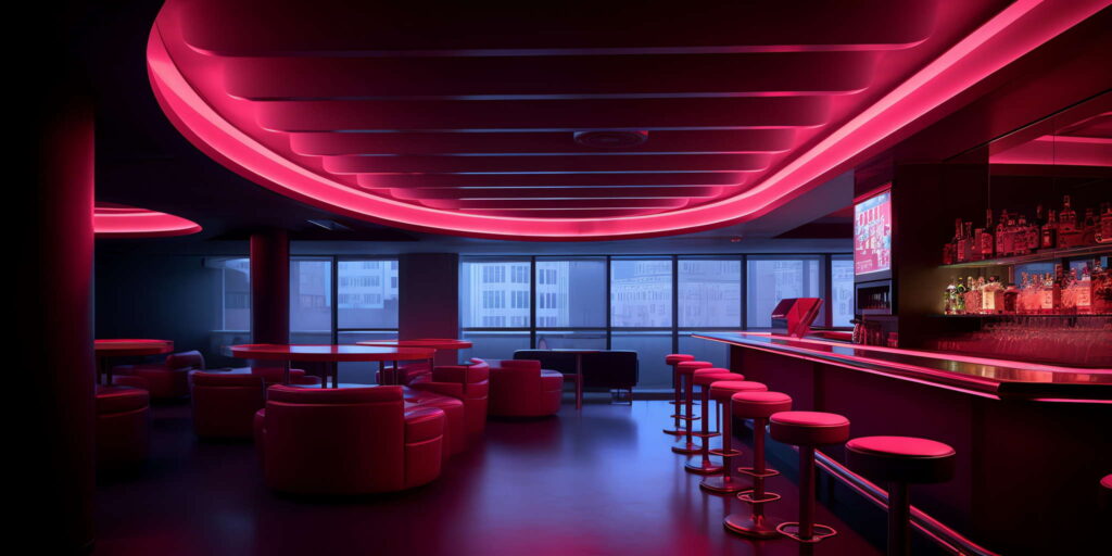 图片[64]-全球设计案例智能库_OJBKAI.COM赛博朋克风霓虹灯设计酒吧吧台区_Midjourney灵感图库-_设计智库－全球设计案例智能库_OJBKAI.COM-全球设计案例智能库_OJBKAI.COM设计智库
