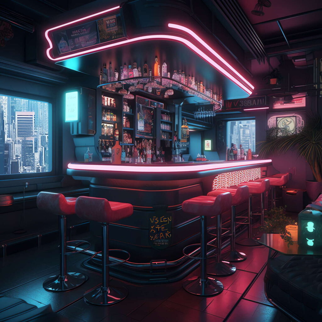 图片[17]-全球设计案例智能库_OJBKAI.COM赛博朋克风霓虹灯设计酒吧吧台区_Midjourney灵感图库-_设计智库－全球设计案例智能库_OJBKAI.COM-全球设计案例智能库_OJBKAI.COM设计智库