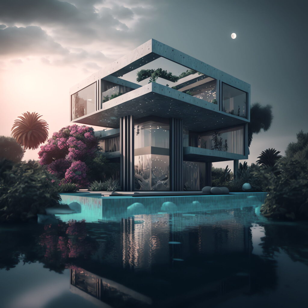 独栋泳池别墅Midjourney灵感图库-_设计智库－全球设计案例智能库_OJBKAI.COM-全球设计案例智能库_OJBKAI.COM设计智库